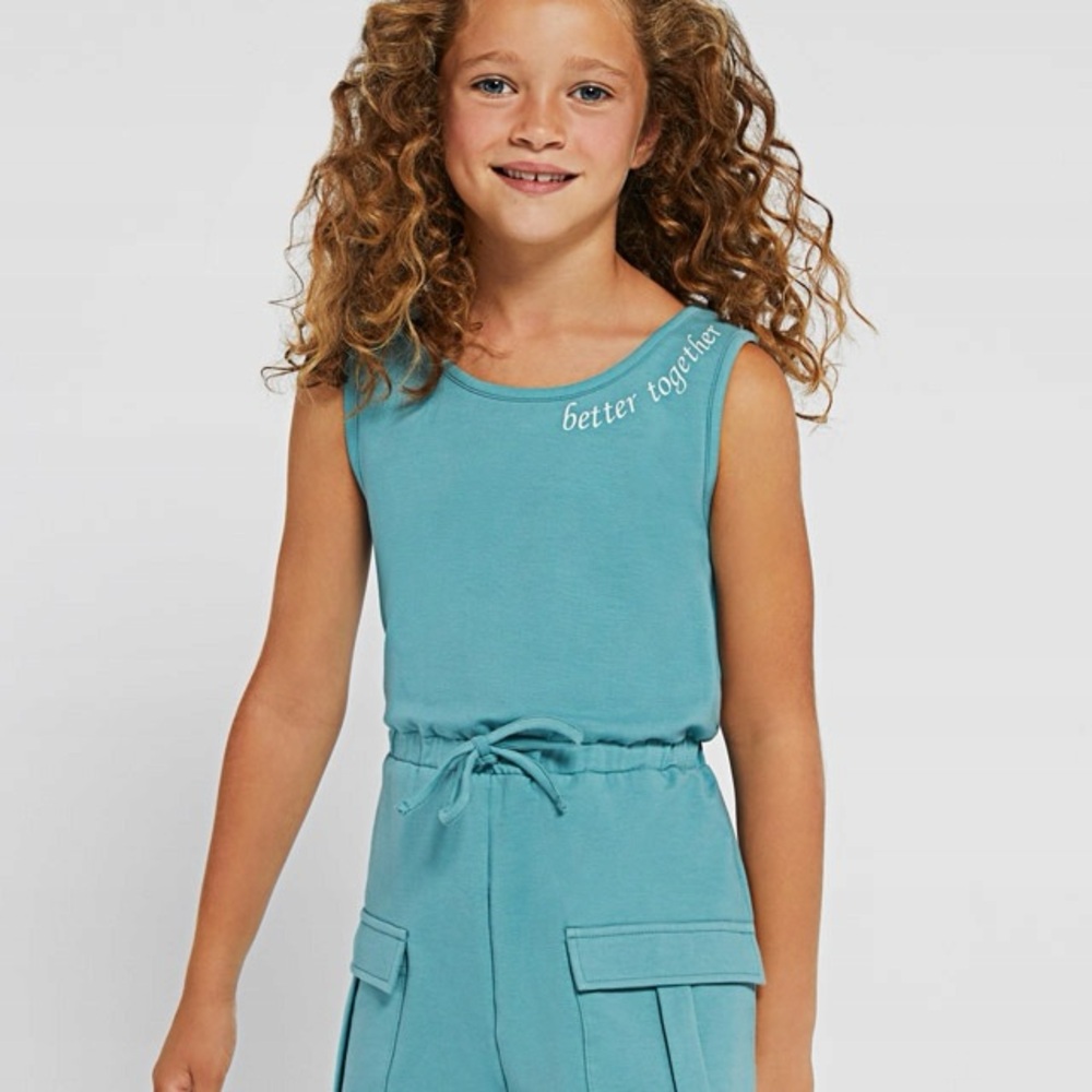 Size 10 Girls Mayoral Aqua Sleeveless Romper for Kids